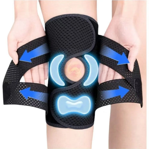 Kniebrace voor kniepijn Compressieondersteuning met zijstabilisator Verstelbare omslag Open Patella-ontwerp Ademende luchtgaasstof