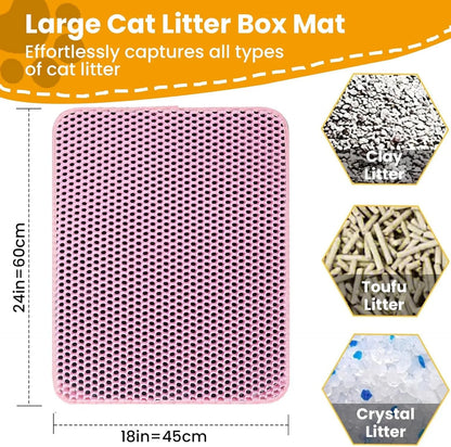 Kattenbakmat Dubbellaags huisdier Antislip Grote kattenbak Filtermat Slijtvaste waterdichte antislip kattenbakmat