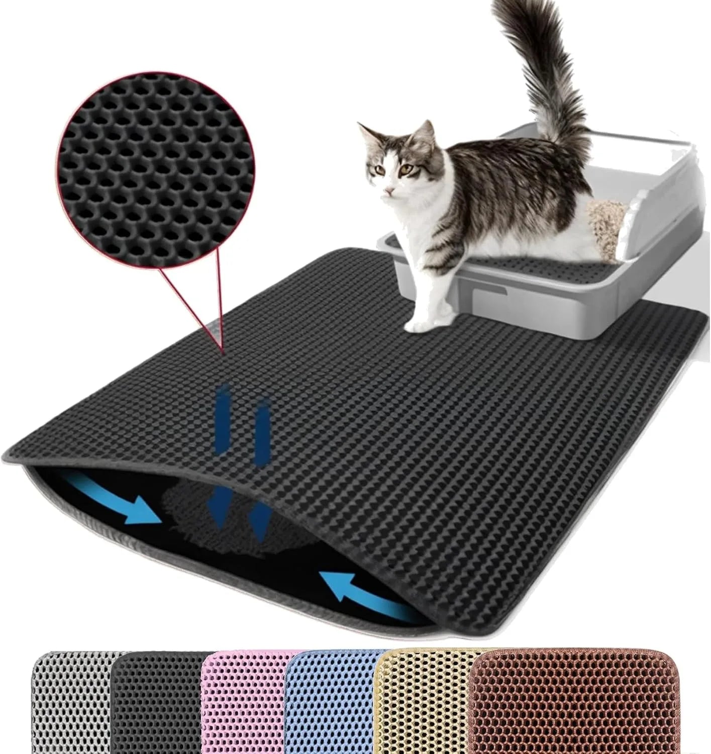 Kattenbakmat Dubbellaags huisdier Antislip Grote kattenbak Filtermat Slijtvaste waterdichte antislip kattenbakmat