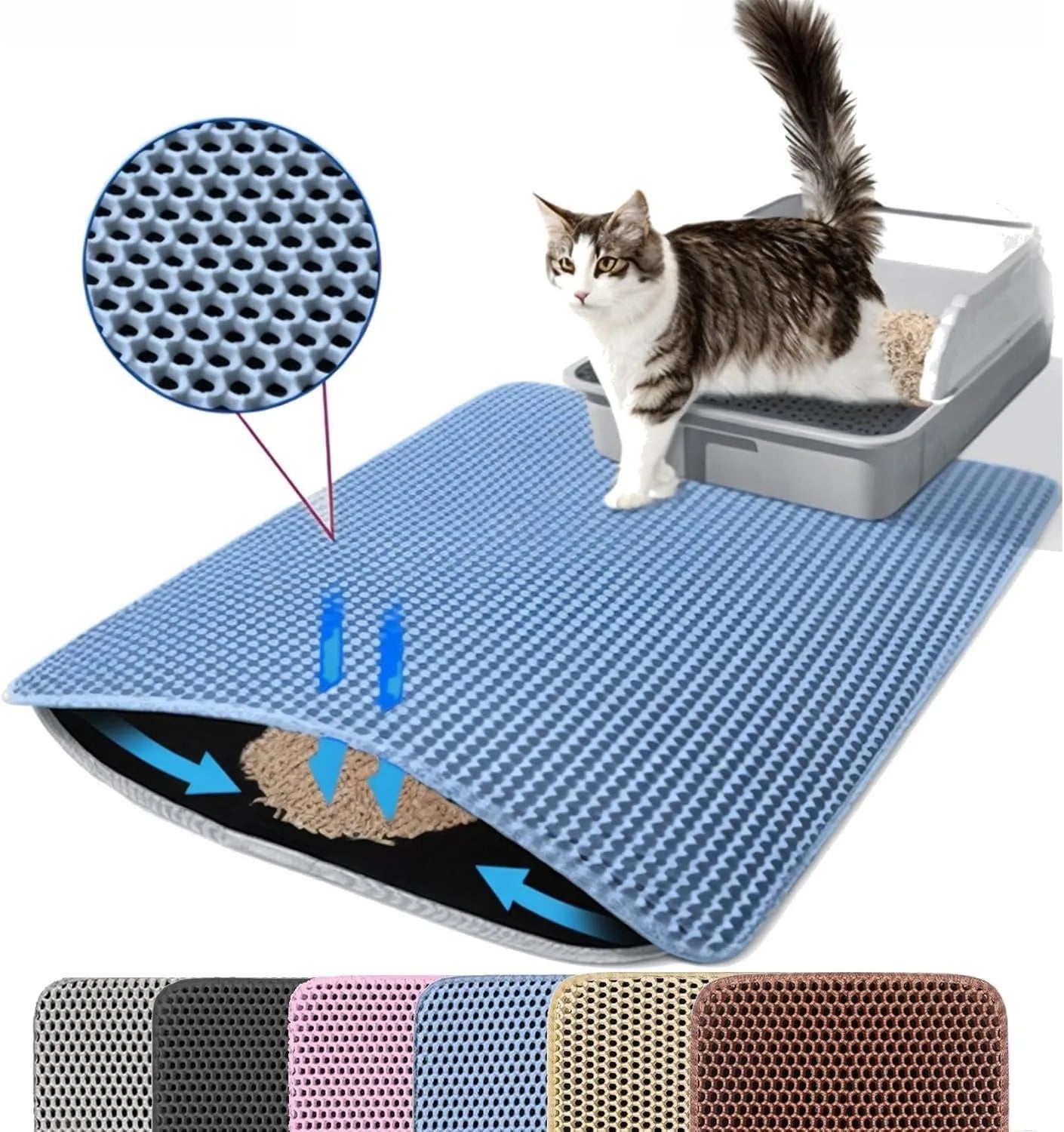 Kattenbakmat Dubbellaags huisdier Antislip Grote kattenbak Filtermat Slijtvaste waterdichte antislip kattenbakmat
