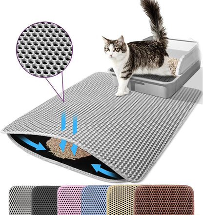 Kattenbakmat Dubbellaags huisdier Antislip Grote kattenbak Filtermat Slijtvaste waterdichte antislip kattenbakmat